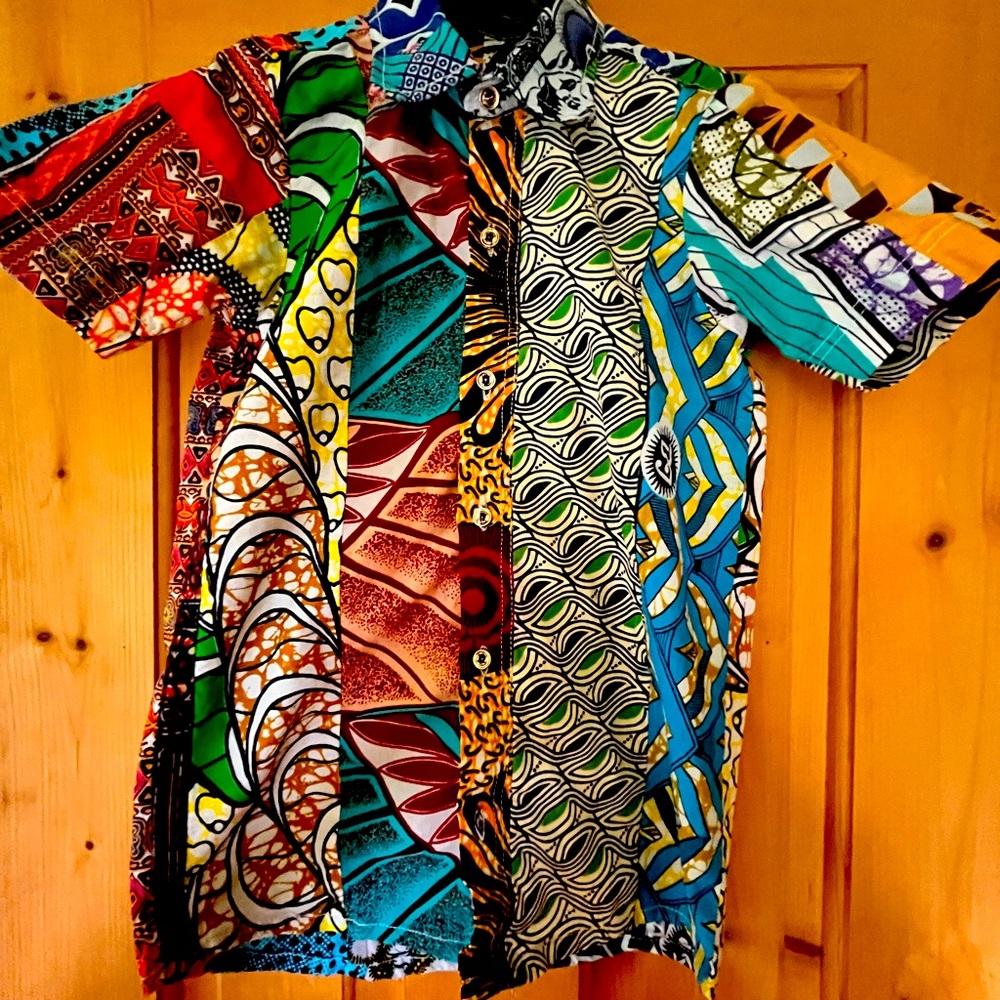 Assasane Togo cotton shirt made from a variety of Togolese fabrics.